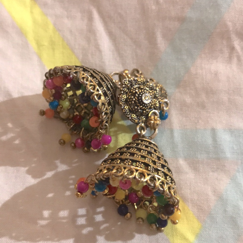 Jhumka earrings colorful beads